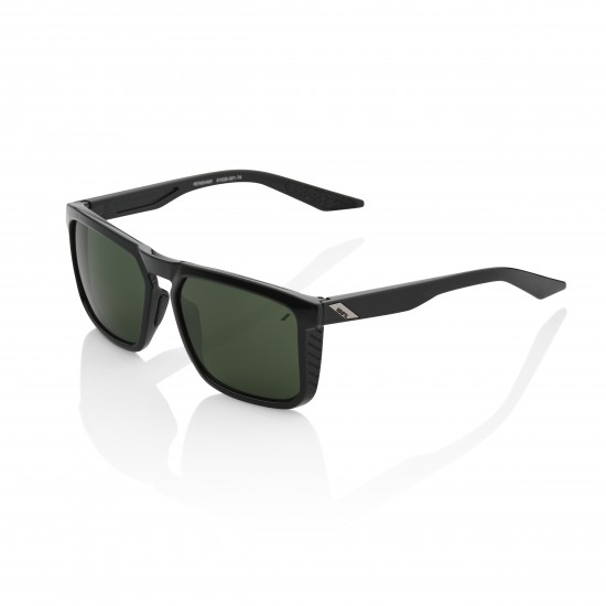 100% Renshaw Sunglasses - Gloss Black/Grey Green 100% Renshaw Sunglasses - Gloss Black/Grey Green